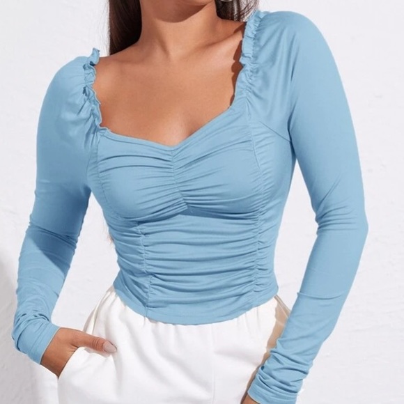 Tops - Baby Blue Ruched Top in M and L